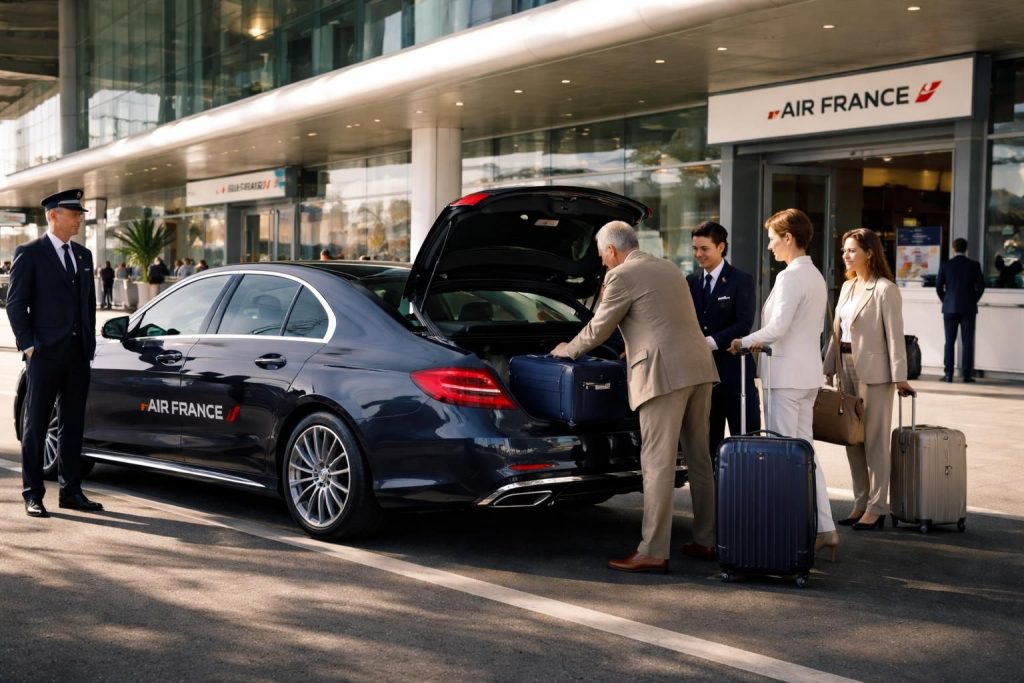 Transport pour voyageurs avec bagages accompagnés Air France et services aéroport premium